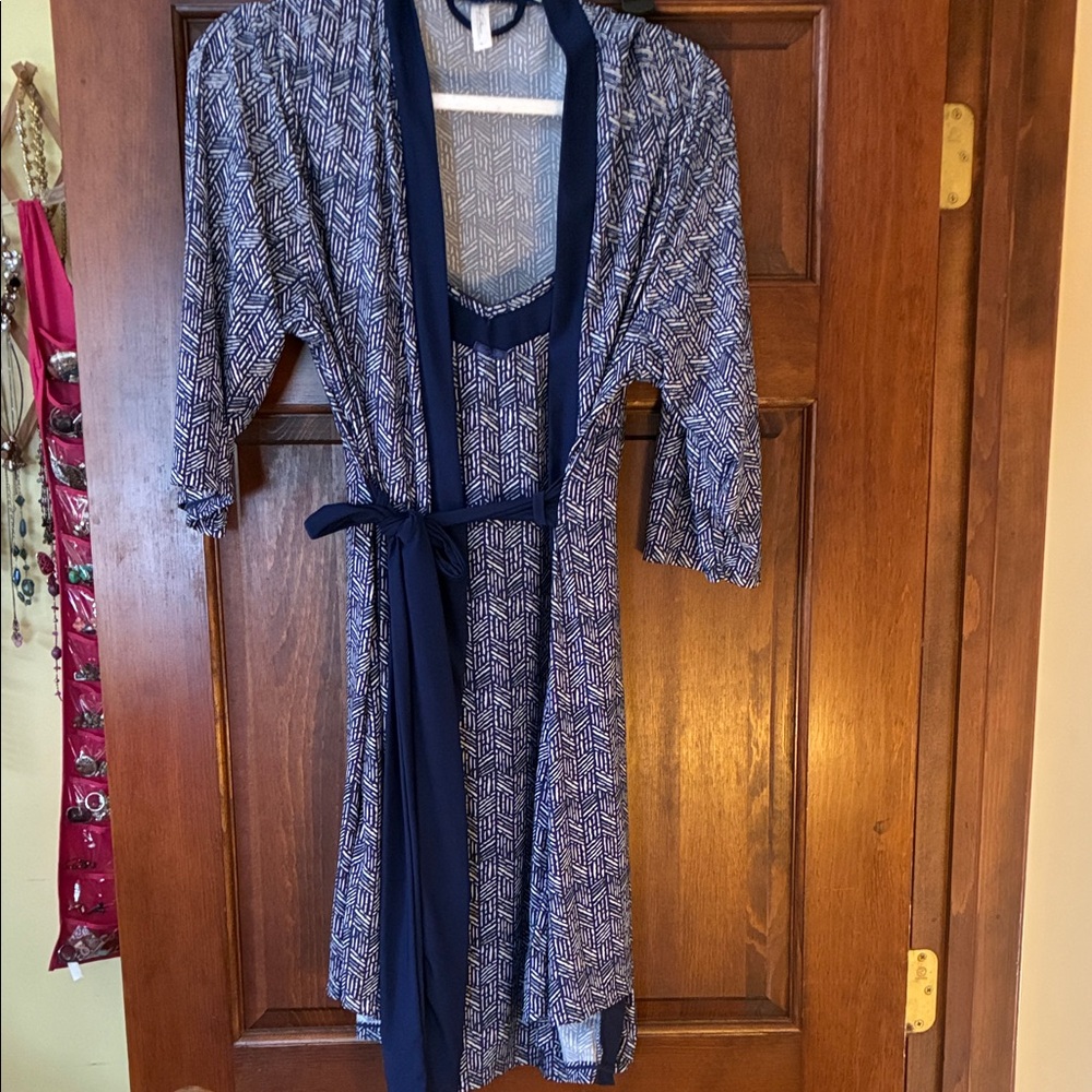 Navy Blue Women's Robe and Chemise Set by Marilyn Monroe